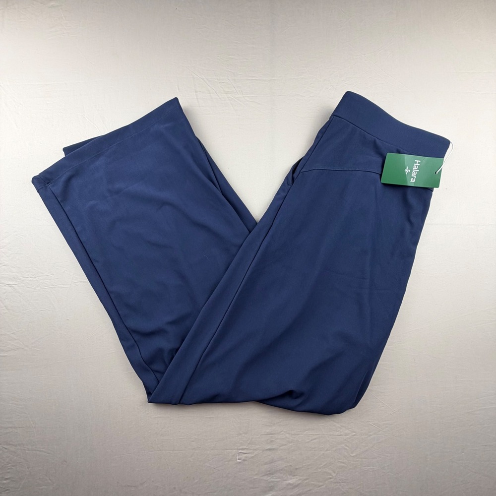 NEW Halara High Waisted Wide Leg Trousers Blue Womens Large Solid Pleated 0161